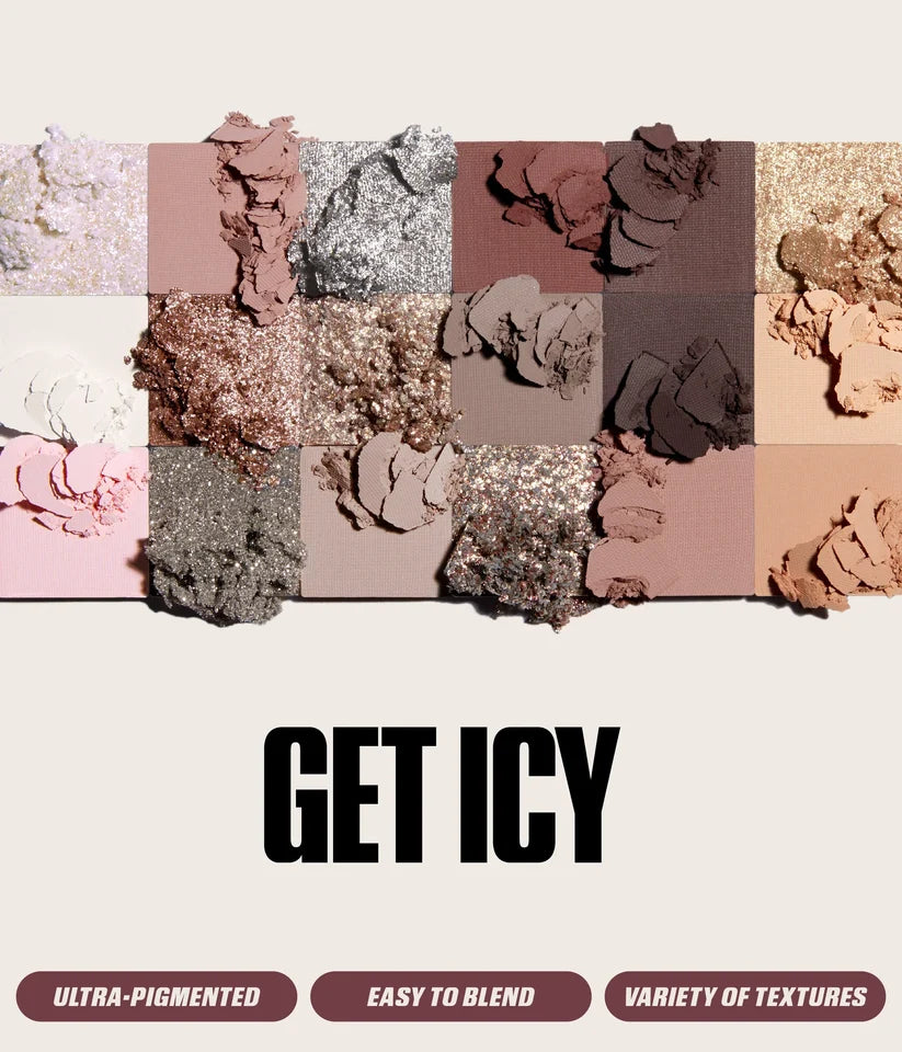 Huda Beauty Icy Nude Eyeshadow Palette 16.1g – 18-Shade Cool-Toned Eyeshadows