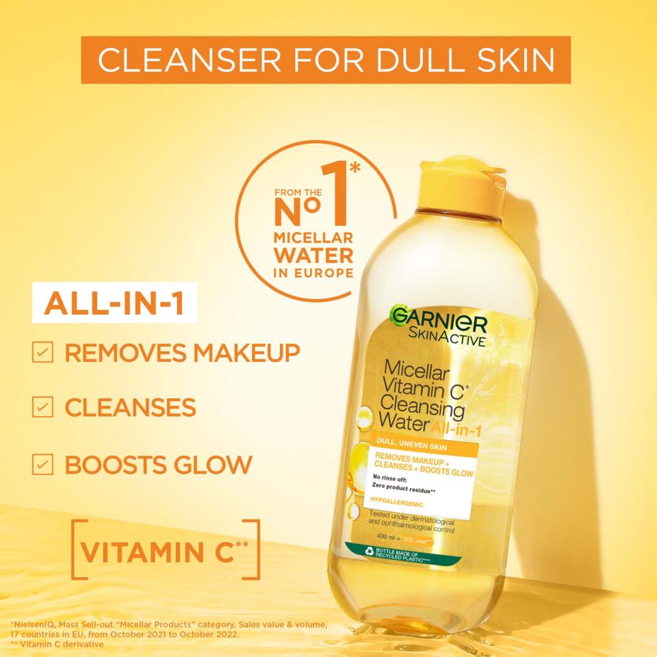 Garnier SkinActive Micellar Cleansing Water Vitamin C Brightening Makeup Remover 700ml