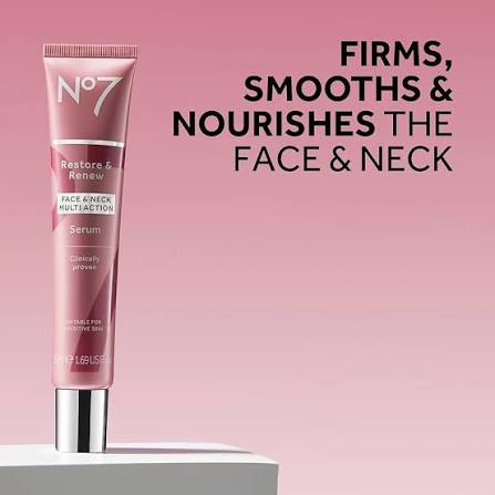 No7 Restore & Renew Face, Neck & Décolleté Multi Action Serum (2.5 Fl Oz / 75ml)