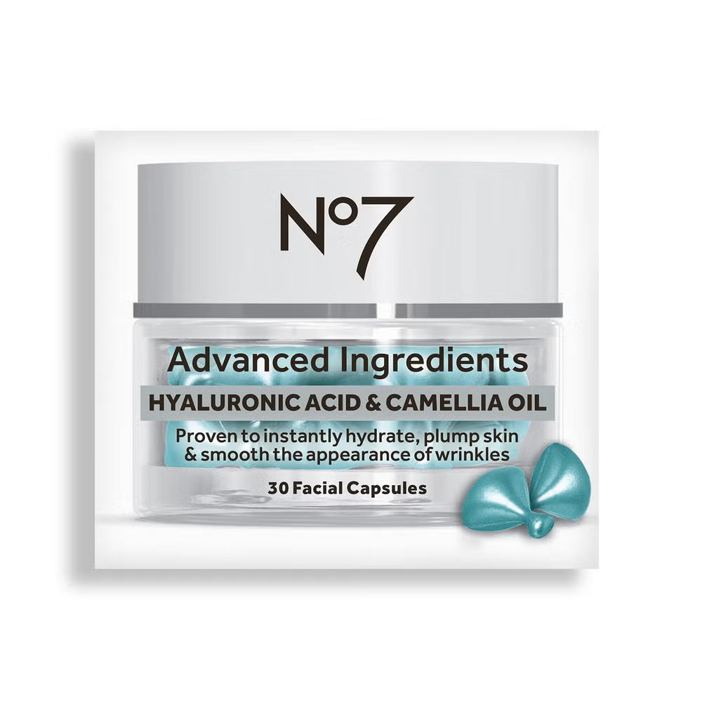 No7 Advanced Ingredients Hyaluronic Acid & Camellia Oil Facial Capsules (30 Count)