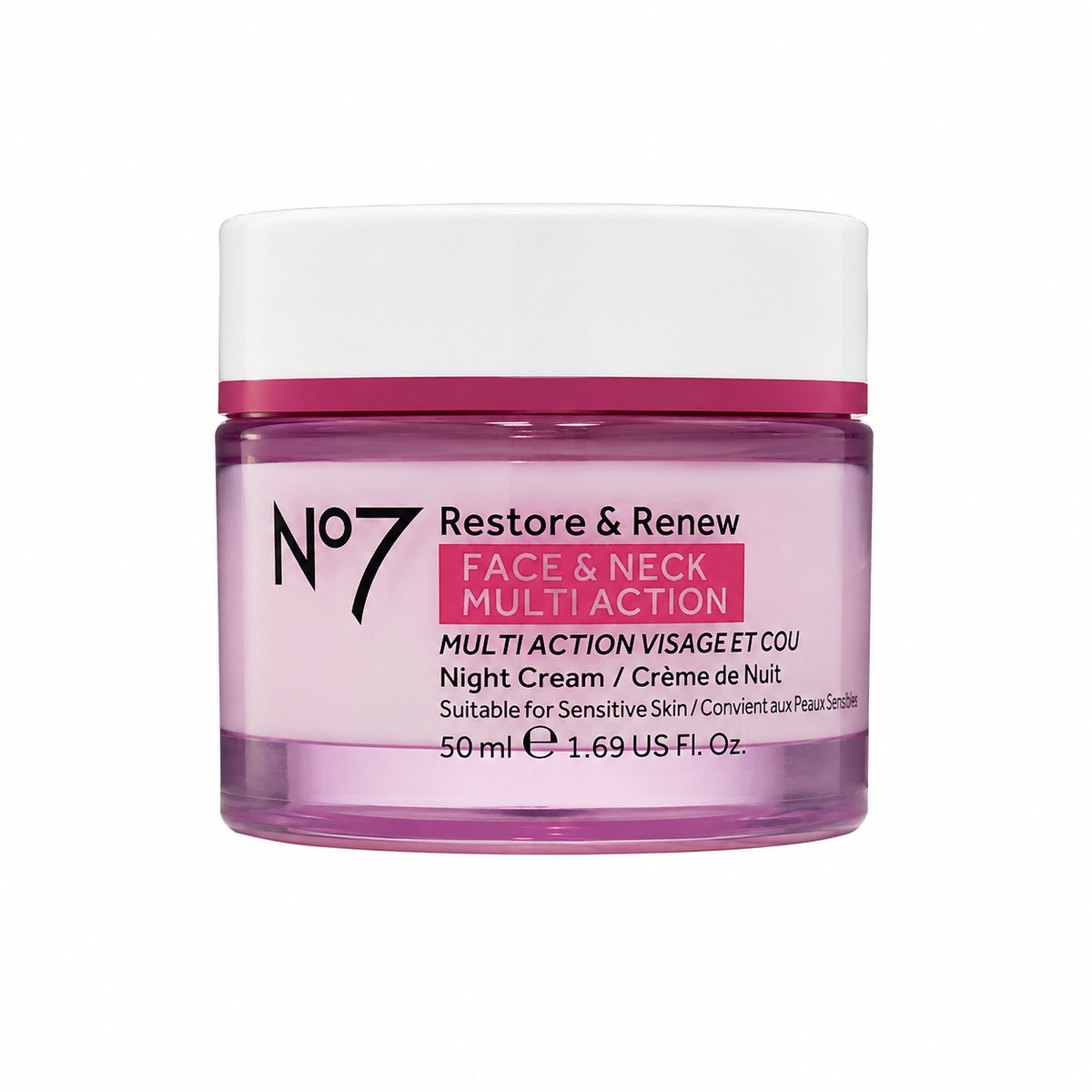 No7 Restore & Renew Face & Neck Multi Action Night Cream - 50ml (1.69 US Fl Oz) Jar