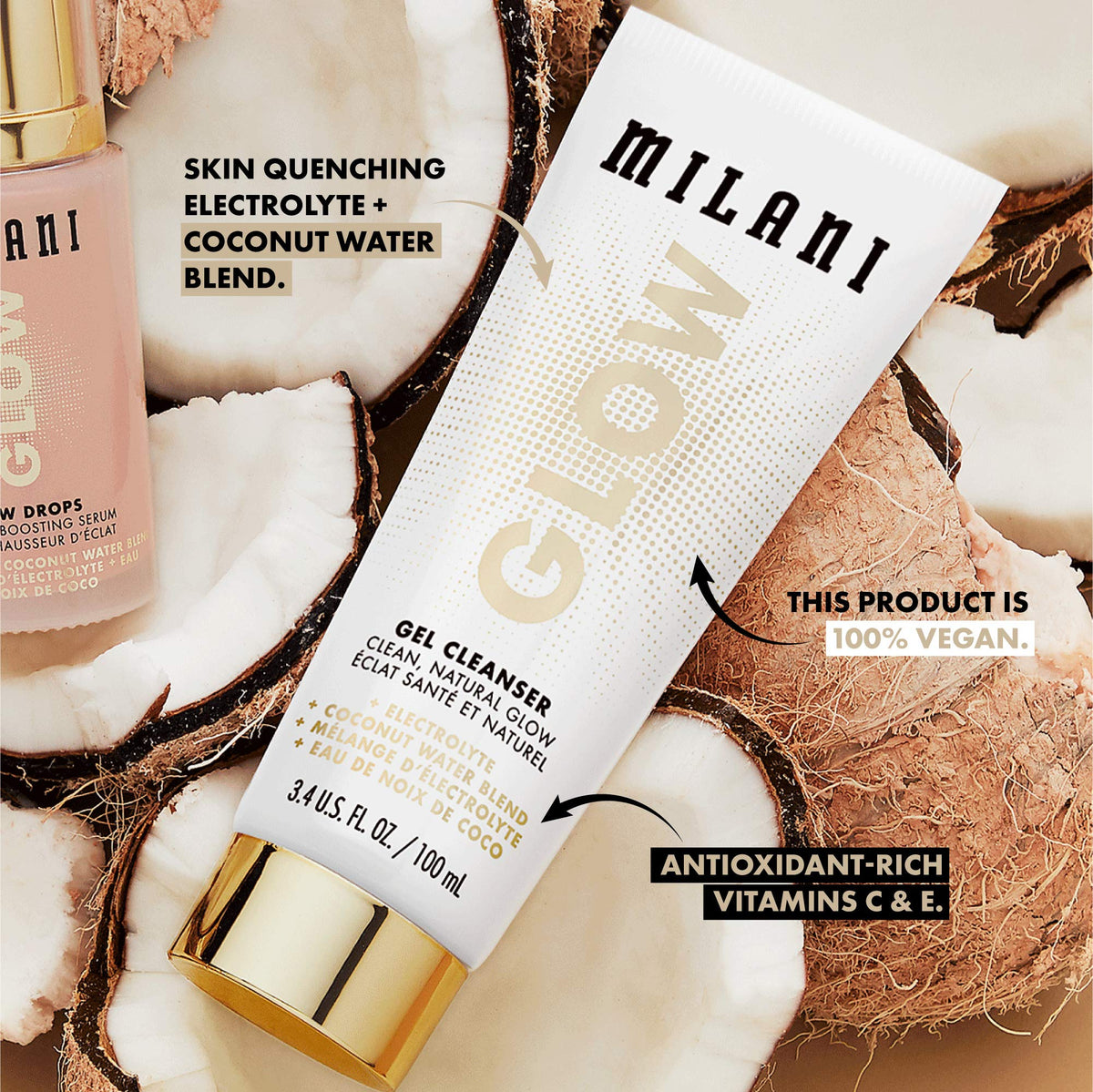 Milani Glow Gel Cleanser with Electrolytes & Coconut Water (100ml)