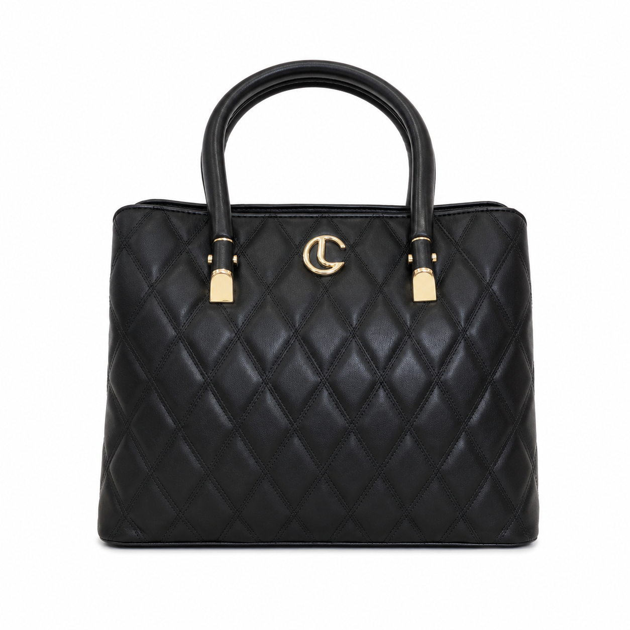 Le Confort Black Quilted Top Handle Tote Bag for Women | Premium Designer Handbag