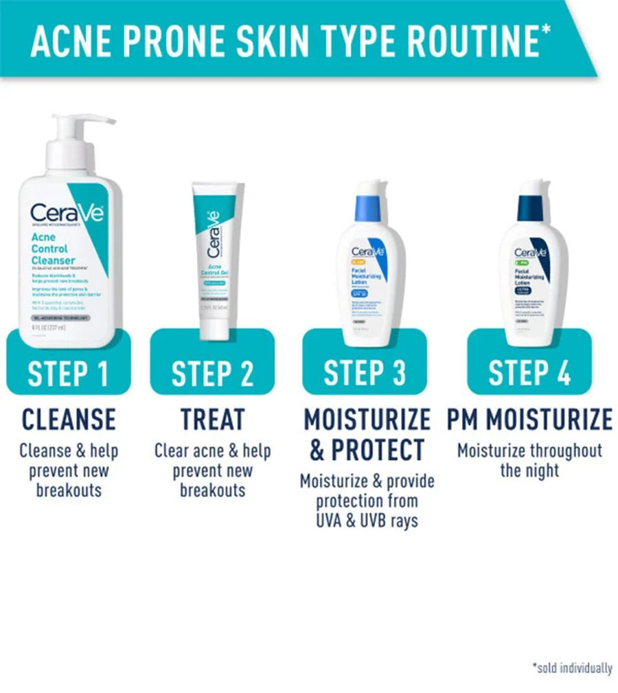 CeraVe Acne Control Cleanser 473ml | Salicylic Acid Face Wash for Acne-Prone Skin