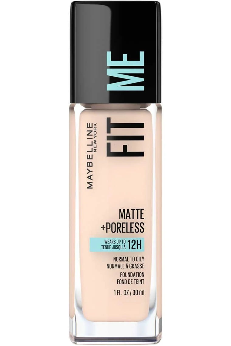 Maybelline Fit Me Matte + Poreless Foundation 30ml – Natural Matte Liquid Foundation for Normal to Oily Skin