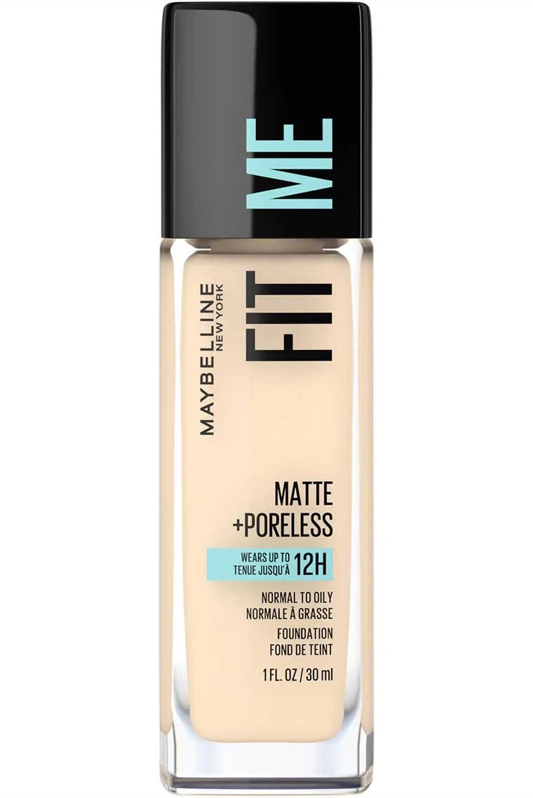 Maybelline Fit Me Matte + Poreless Foundation 30ml – Natural Matte Liquid Foundation for Normal to Oily Skin