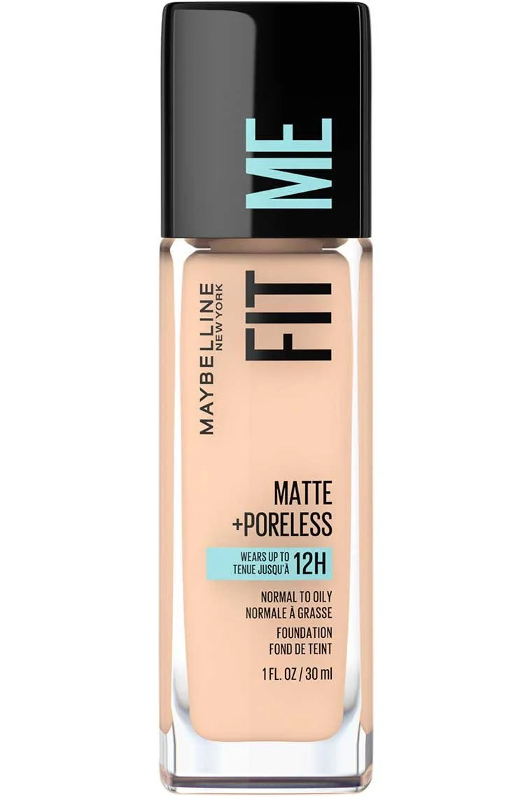 Maybelline Fit Me Matte + Poreless Foundation 30ml – Natural Matte Liquid Foundation for Normal to Oily Skin