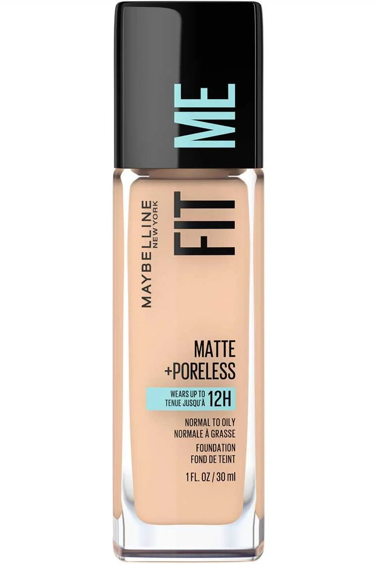 Maybelline Fit Me Matte + Poreless Foundation 30ml – Natural Matte Liquid Foundation for Normal to Oily Skin