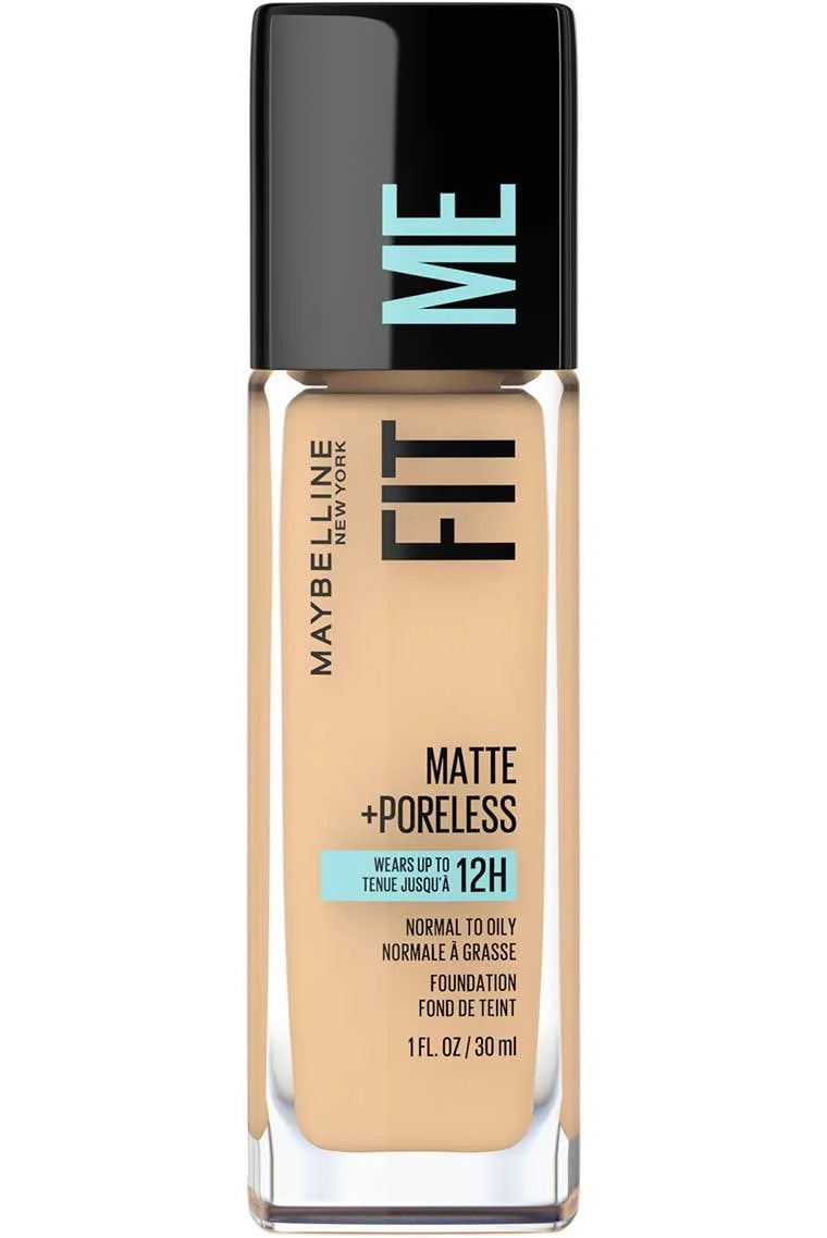 Maybelline Fit Me Matte + Poreless Foundation 30ml – Natural Matte Liquid Foundation for Normal to Oily Skin