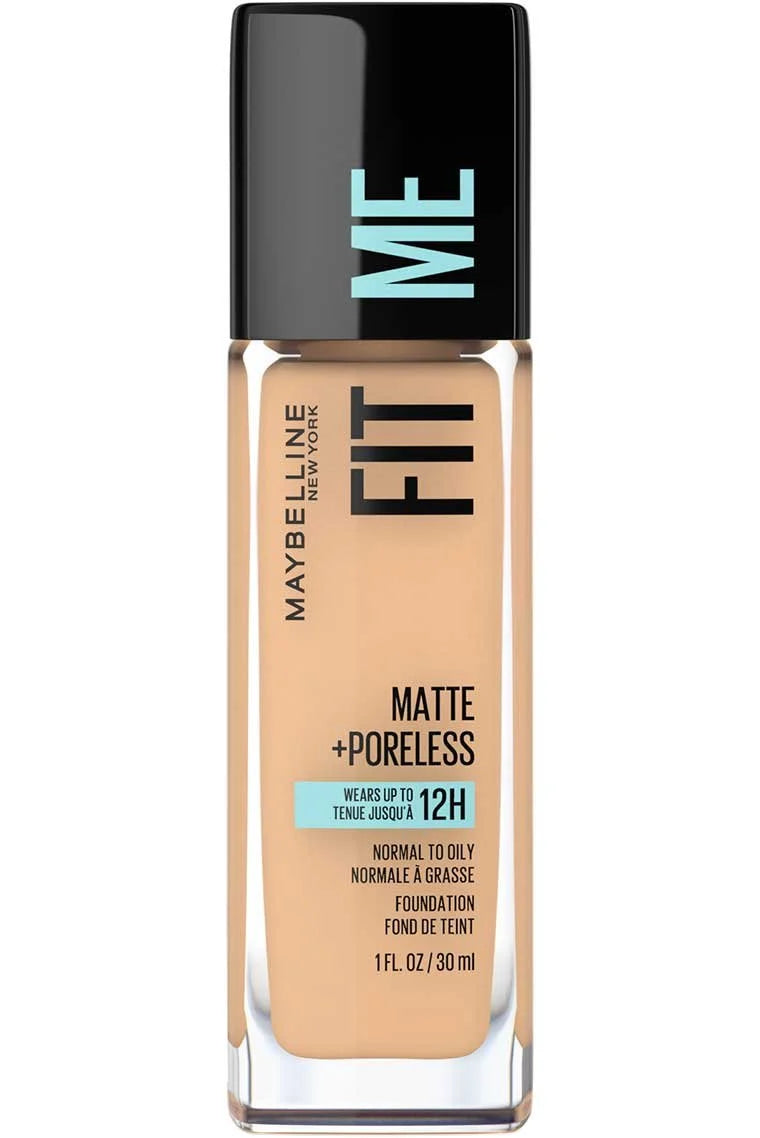 Maybelline Fit Me Matte + Poreless Foundation 30ml – Natural Matte Liquid Foundation for Normal to Oily Skin