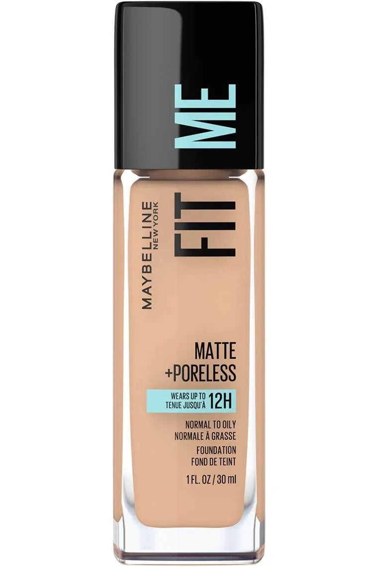 Maybelline Fit Me Matte + Poreless Foundation 30ml – Natural Matte Liquid Foundation for Normal to Oily Skin