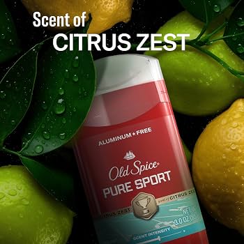 Old Spice Pure Sport Deodorant Stick Scent of Citrus Zest 3.0 oz
