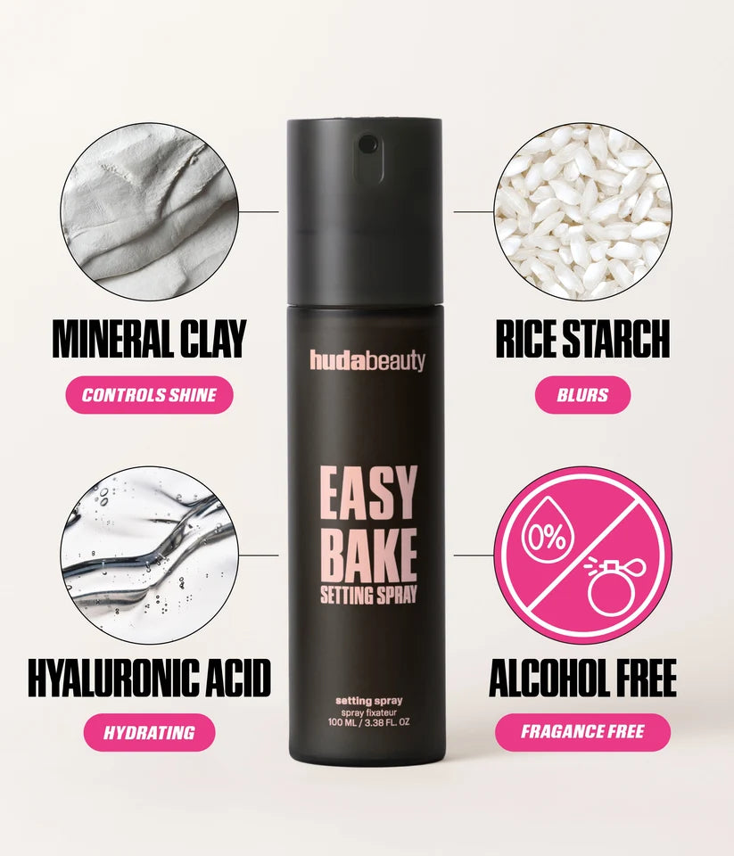 Huda Beauty Easy Bake Setting Spray 100ml – Long Lasting Matte Finisher