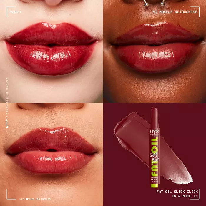 NYX Professional Makeup Fat Oil Slick Click Shiny Tinted Lip Balm Hydrating Oil Sticks