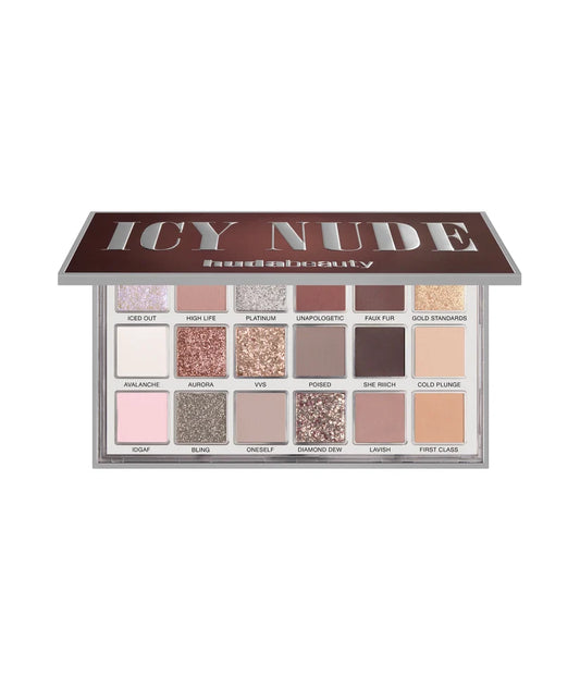 Huda Beauty Icy Nude Eyeshadow Palette 16.1g – 18-Shade Cool-Toned Eyeshadows