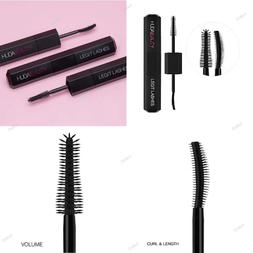 Huda Beauty Legit Lashes Double-Ended Mascara 2 x 8.5ml – Extreme Volume, Curl & Length