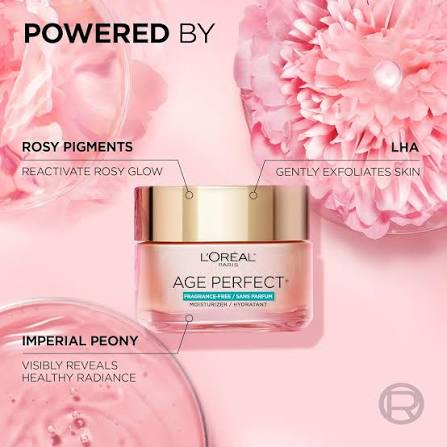 L'Oreal Paris Age Perfect Rosy Tone Fragrance Free Moisturizer Anti Aging Face Cream