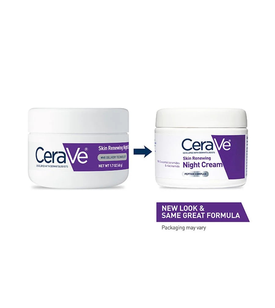 CeraVe Skin Renewing Night Cream with Peptide Complex, Ceramides & Niacinamide – 48g
