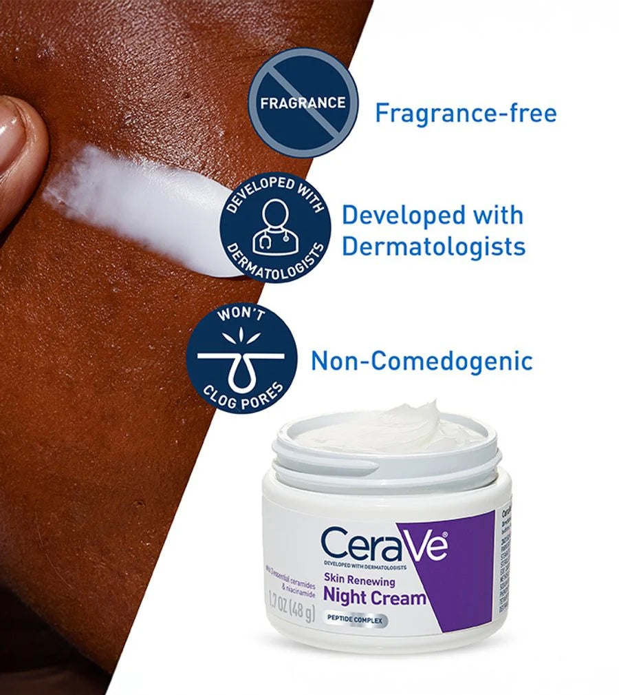 CeraVe Skin Renewing Night Cream with Peptide Complex, Ceramides & Niacinamide – 48g