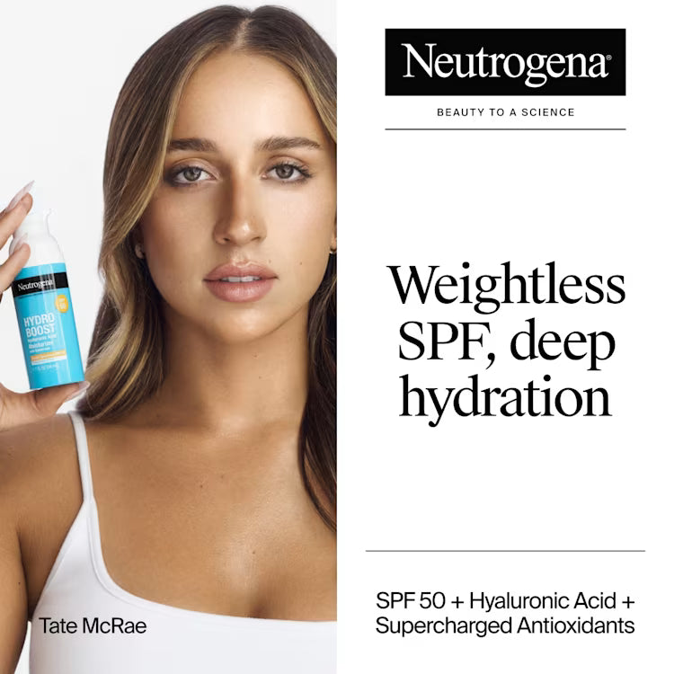 Neutrogena Hydro Boost Hyaluronic Acid Moisturizer SPF 50 50ml – Fragrance-Free Face Moisturizer with Sunscreen