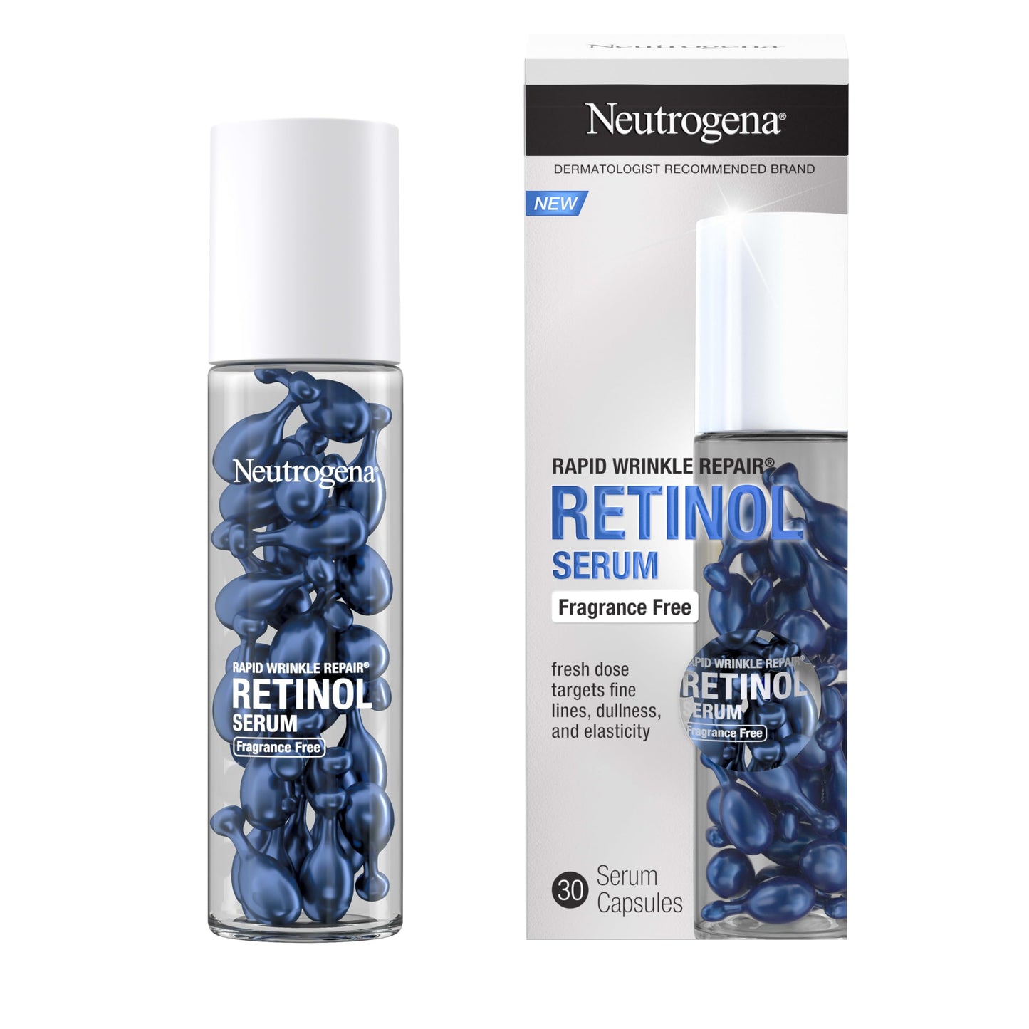 Neutrogena Rapid Wrinkle Repair Retinol Serum Capsules (30 Count) – Fragrance-Free Anti-Aging Face Serum