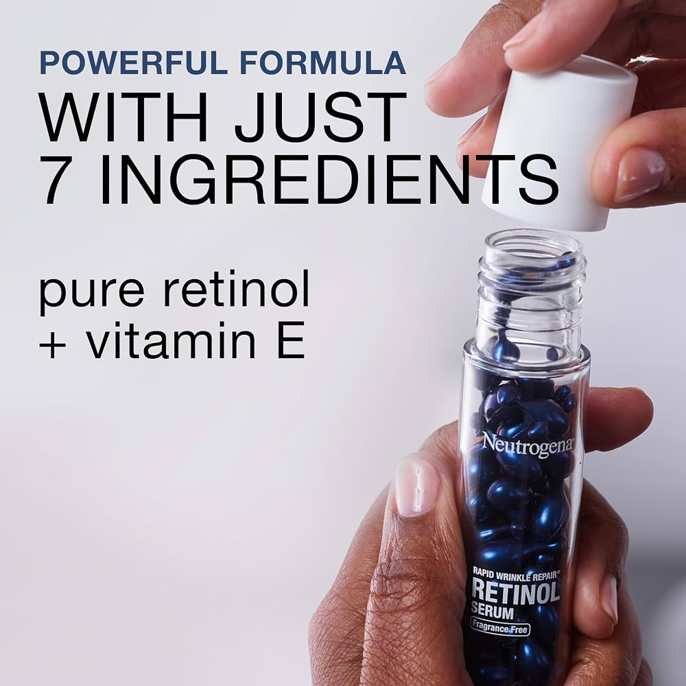 Neutrogena Rapid Wrinkle Repair Retinol Serum Capsules (30 Count) – Fragrance-Free Anti-Aging Face Serum