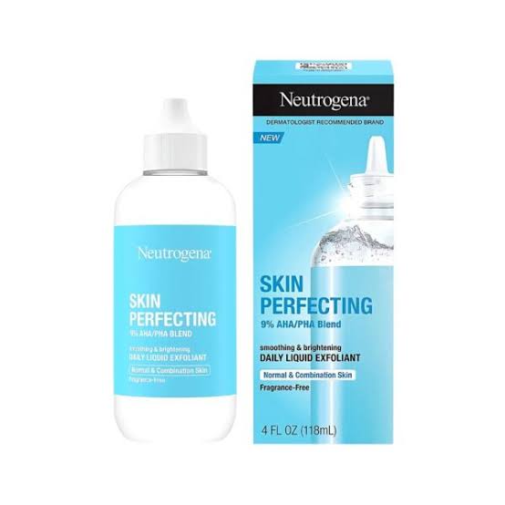Neutrogena Skin Perfecting 9% AHA/PHA Blend Daily Liquid Exfoliant 118ml – Fragrance-Free Face Exfoliator for Smooth & Radiant Skin