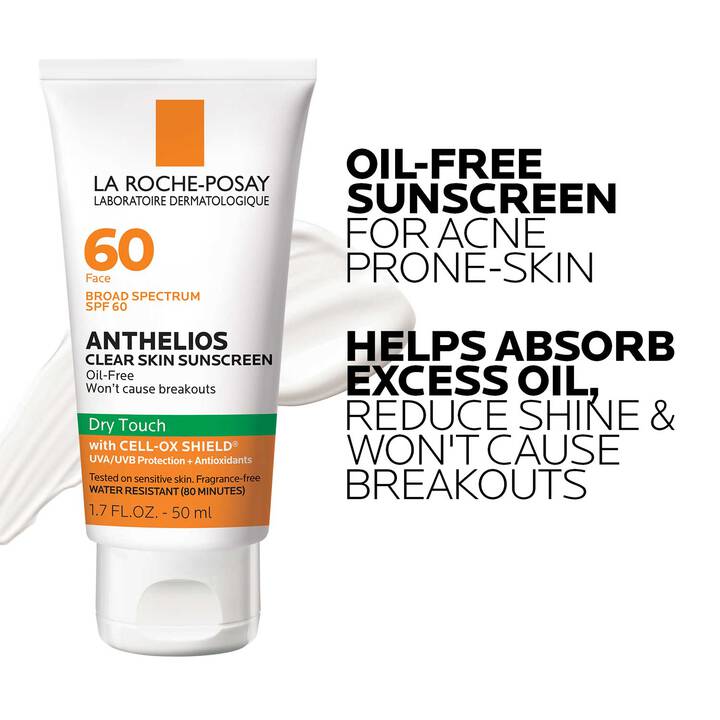 La Roche-Posay Anthelios Clear Skin Sunscreen SPF 60 Dry Touch Oil-Free Face Sunscreen for Sensitive & Acne-Prone Skin 90ml