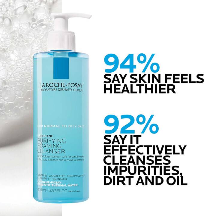 La Roche-Posay Toleriane Purifying Foaming Cleanser 400ml – Face Wash for Normal to Oily Sensitive Skin