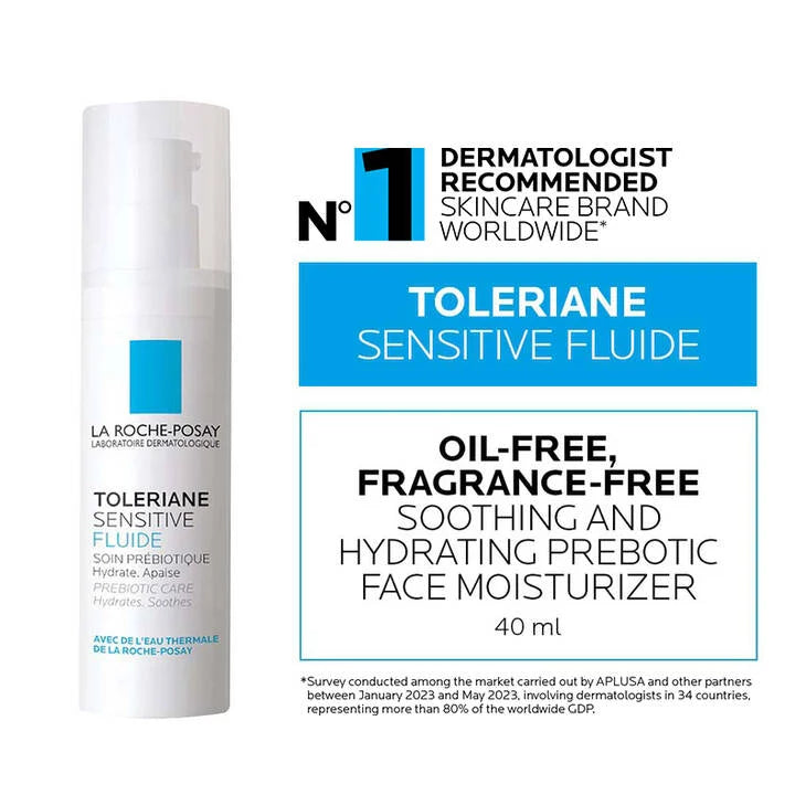 La Roche-Posay Toleriane Sensitive Fluide Moisturizer 40ml – Lightweight Face Moisturizer for Sensitive & Normal to Combination Skin