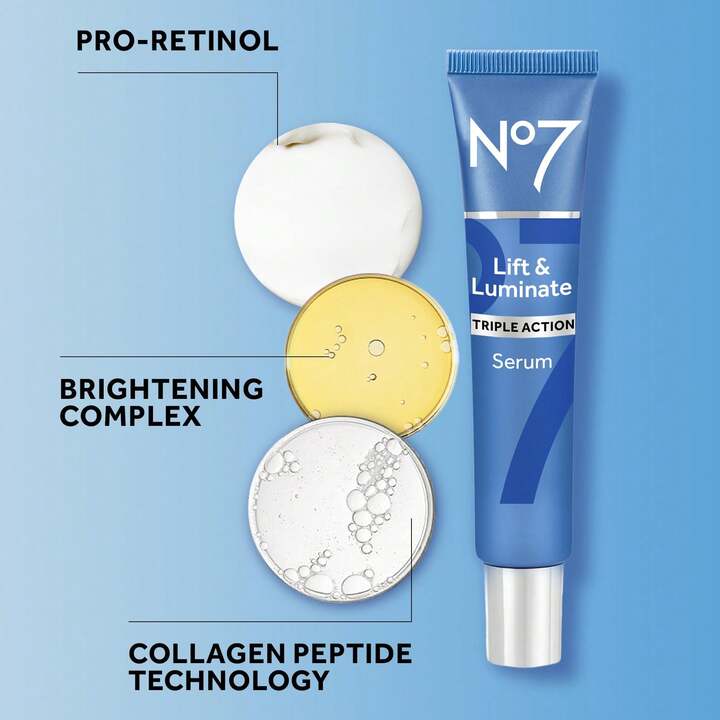No7 Lift & Luminate Triple Action Face Serum - 2 Weeks Even Skin Tone Variant (1.69 oz / 50ml)