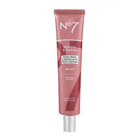 No7 Restore & Renew Face, Neck & Décolleté Multi Action Serum (2.5 Fl Oz / 75ml)