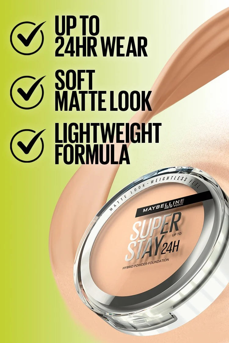 Maybelline Super Stay 24HR Hybrid Powder Foundation – Lightweight Matte Finish