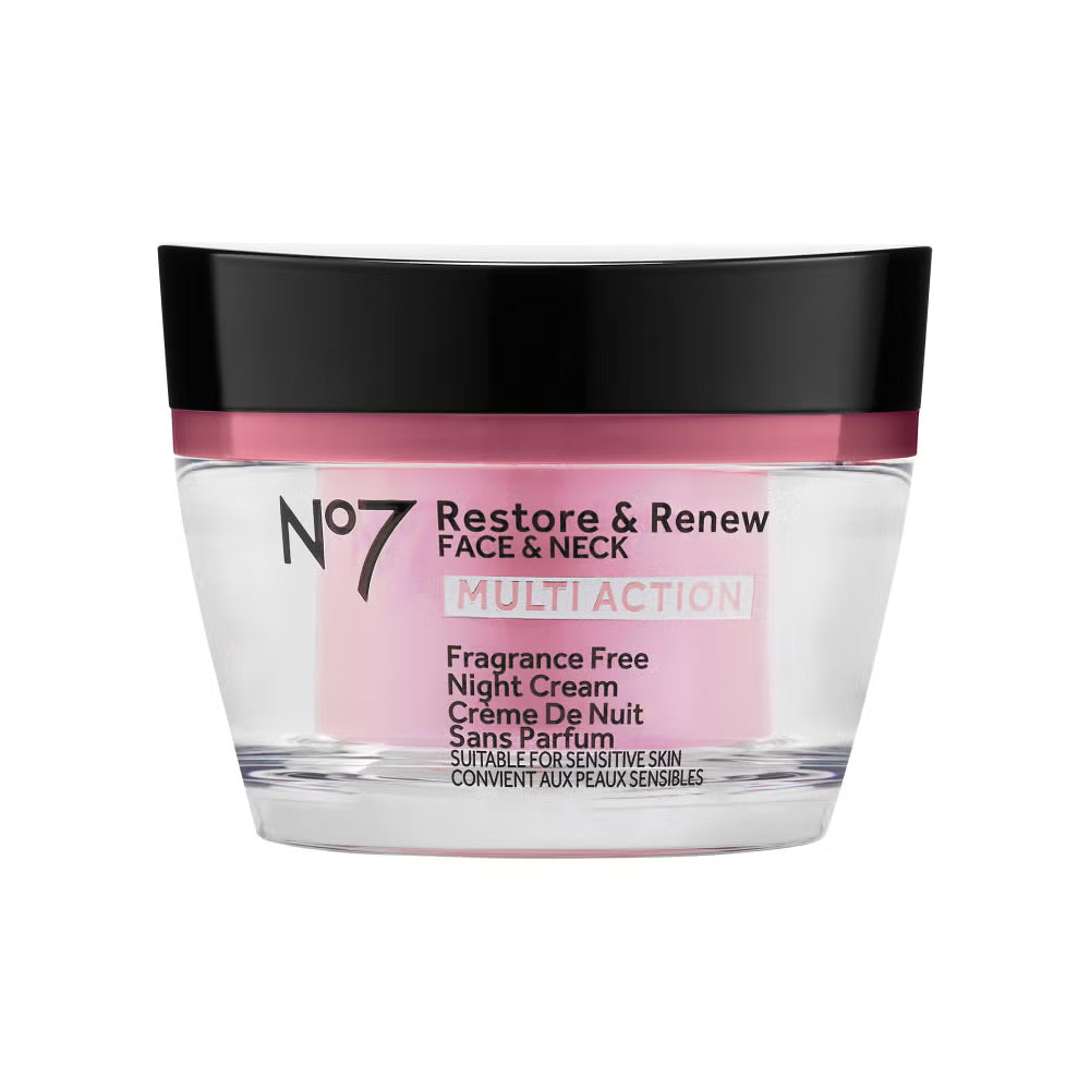 No7 Restore & Renew Face & Neck Multi Action Fragrance Free Night Cream - 50ml (1.69 US Fl Oz)