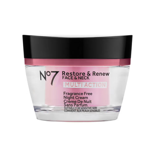 No7 Restore & Renew Face & Neck Multi Action Fragrance Free Night Cream - 50ml (1.69 US Fl Oz)