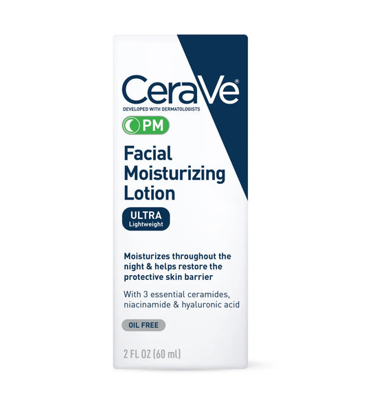CeraVe PM Facial Moisturizing Lotion Ultra Lightweight 89mL | Night Face Moisturizer with Ceramides & Niacinamide