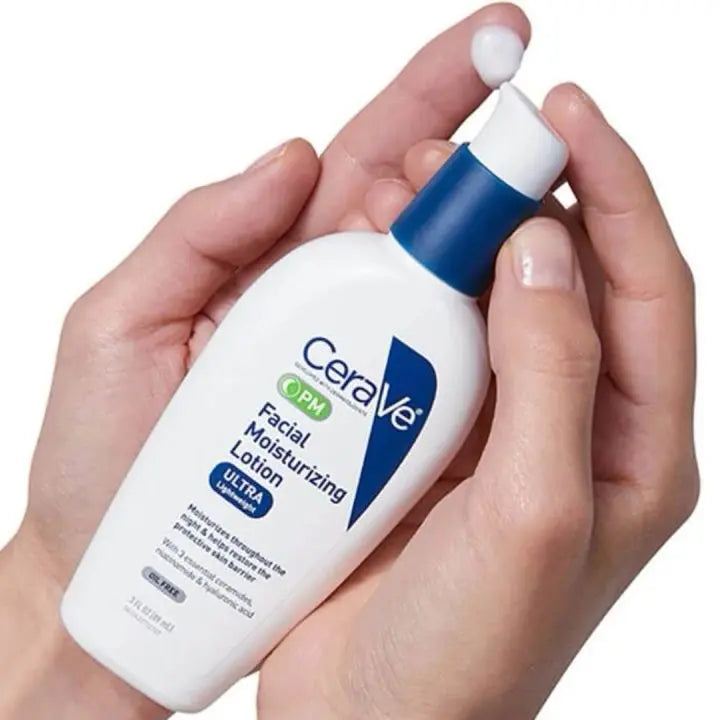 CeraVe PM Facial Moisturizing Lotion Ultra Lightweight 89mL | Night Face Moisturizer with Ceramides & Niacinamide