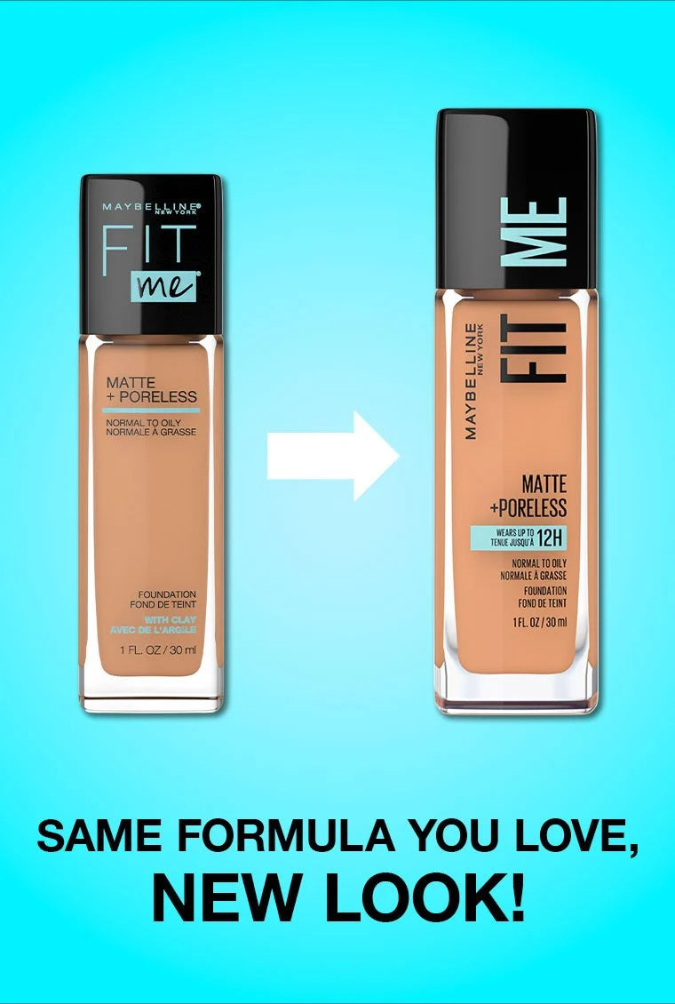 Maybelline Fit Me Matte + Poreless Foundation 30ml – Natural Matte Liquid Foundation for Normal to Oily Skin