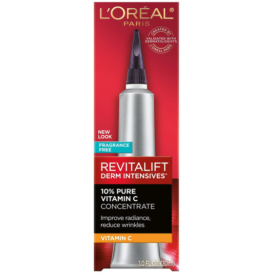 L'Oréal Paris Revitalift Derm Intensives 10% Pure Vitamin C Concentrate Serum 30ml | Fragrance-Free Brightening Face Serum