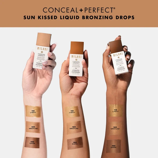 Milani Conceal + Perfect Sun Kissed Liquid Bronzing Drops - Shade 120 Medium (1 Fl Oz / 30ml)