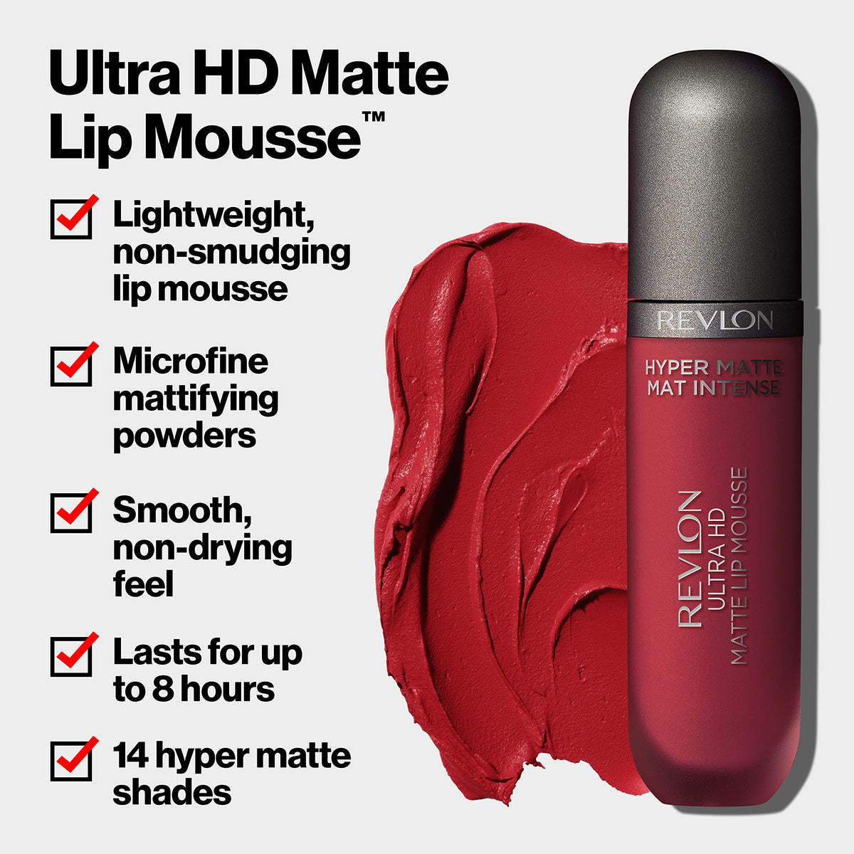 Revlon Ultra HD Matte Lip Mousse - Hyper Matte Intense Liquid Lipstick (5.9ml)