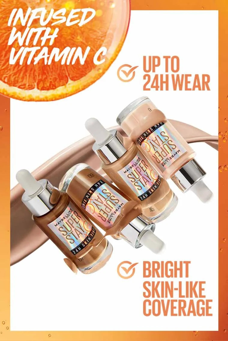 Maybelline Super Stay Skin Tint Foundation with Vitamin C – Lightweight Buildable Coverage