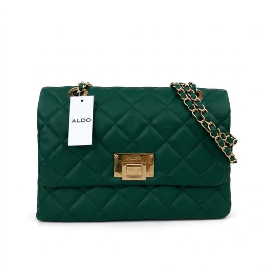 ALDO Green Quilted Chain Shoulder Bag | Luxury Women's Designer Handbag
