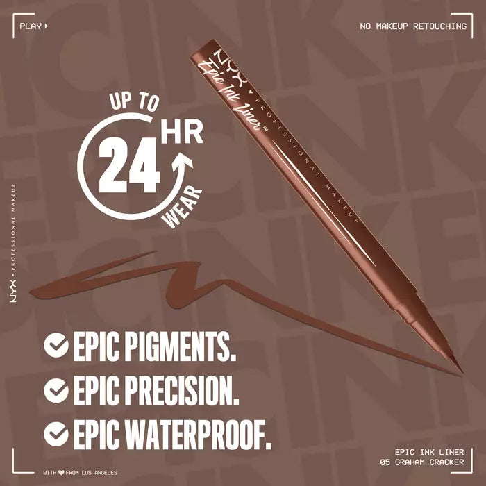 NYX Professional Makeup Epic Ink Liner Waterproof Liquid Eyeliner Pen Black