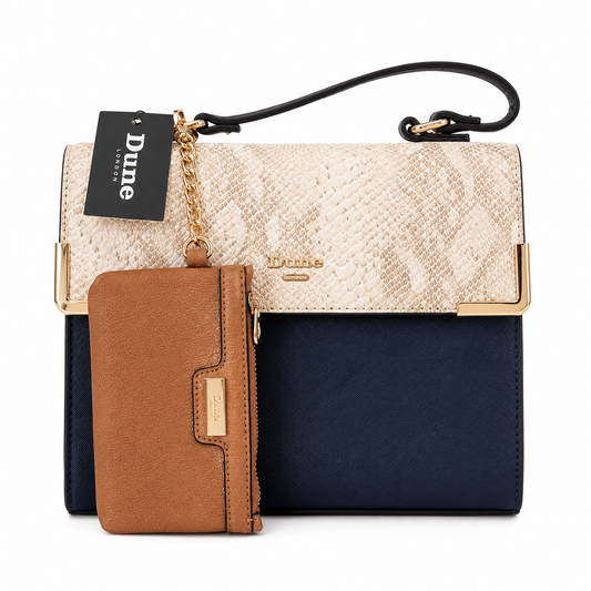 Dune London Snakeskin Print Crossbody Bag with Wallet | Luxury Designer Handbag for Women