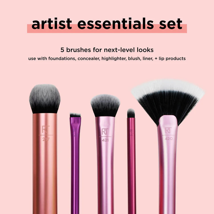 Real Techniques Artist Essentials Makeup Brush Set – Foundation, Contour, Highlighter, Blush, Liner & Lip Brushes