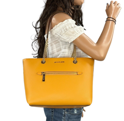 Michael Kors Jet Set Item Medium Chain Tote Shoulder Bag for Women | Luxury Designer Handbag