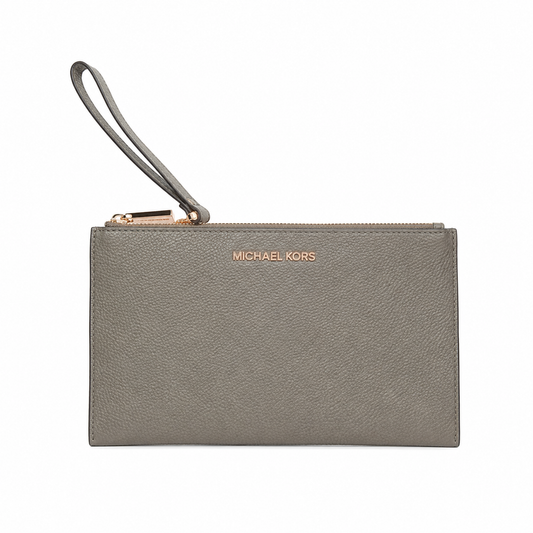 Michael Kors Grey Pebbled Leather Zip Around Wallet for Women