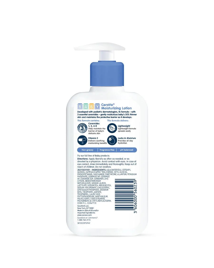 CeraVe Baby Moisturizing Lotion 237ml | Gentle Daily Hydration for Delicate Baby Skin