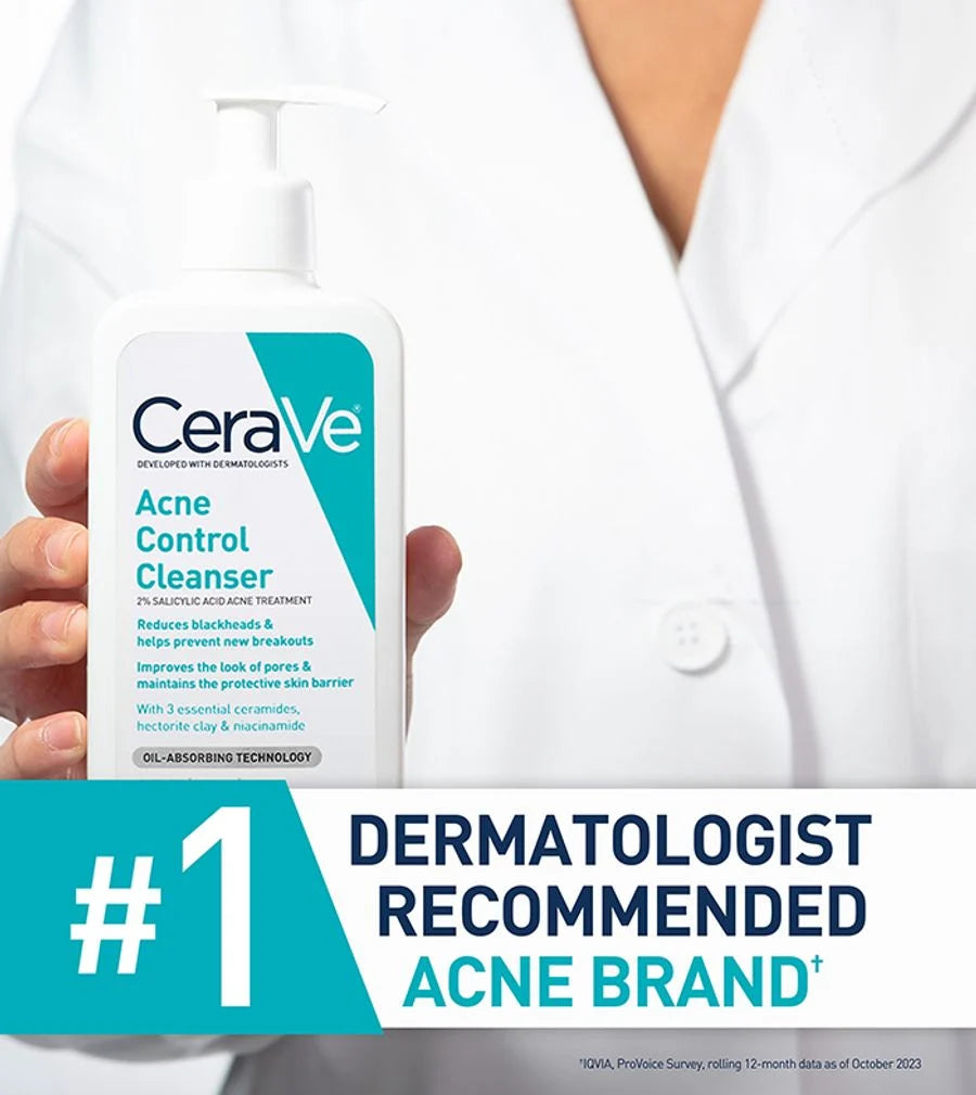 CeraVe Acne Control Cleanser 473ml | Salicylic Acid Face Wash for Acne-Prone Skin